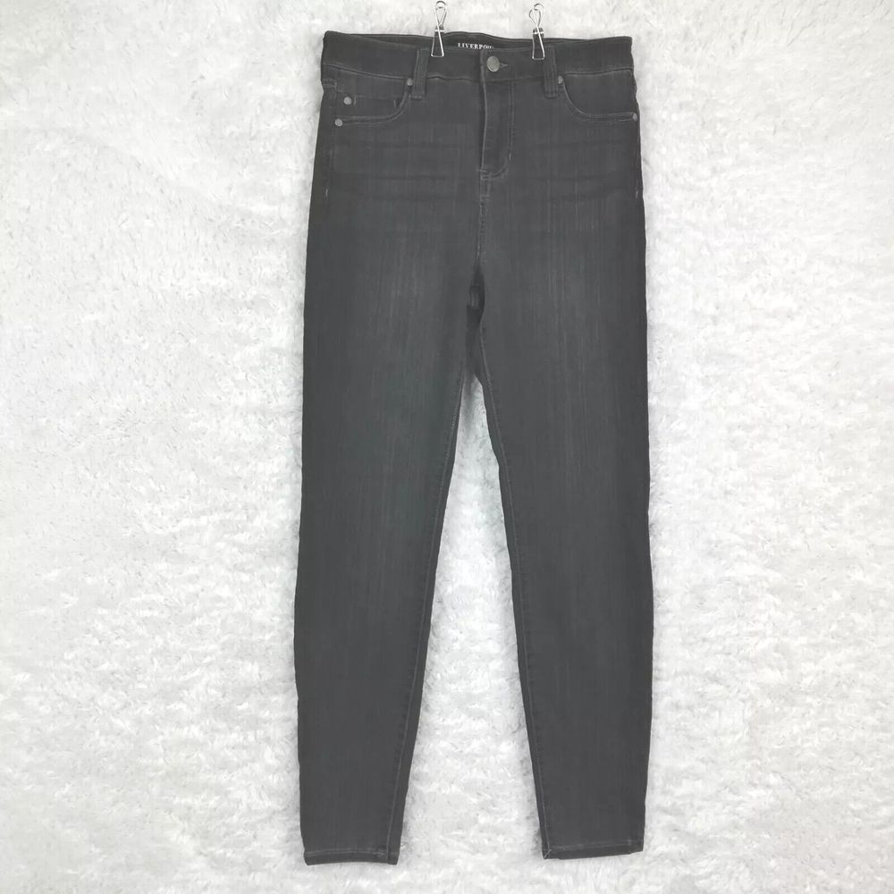 Liverpool Womens Jeans High-Rise Skinny Denim Gray Meteorite Stretch Whiskered 6
